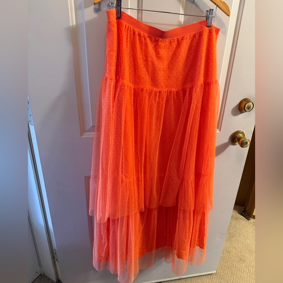 Anthropologie Orange Lace Maxi Skirt - Picture 2 of 4